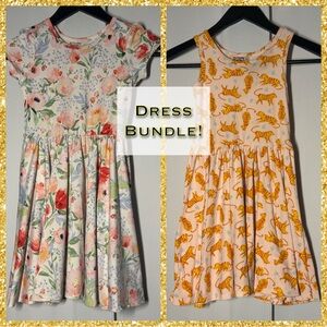 Dot Dot Smile Floral and Tiger Print Kids Dress Bundle - Size 3/4